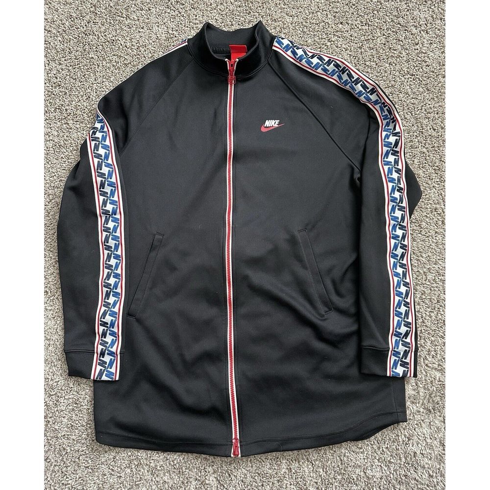 Vintage Nike Jacket Mens Large Black‎ Full Zip Tapered Logo Gym Track Work Out
